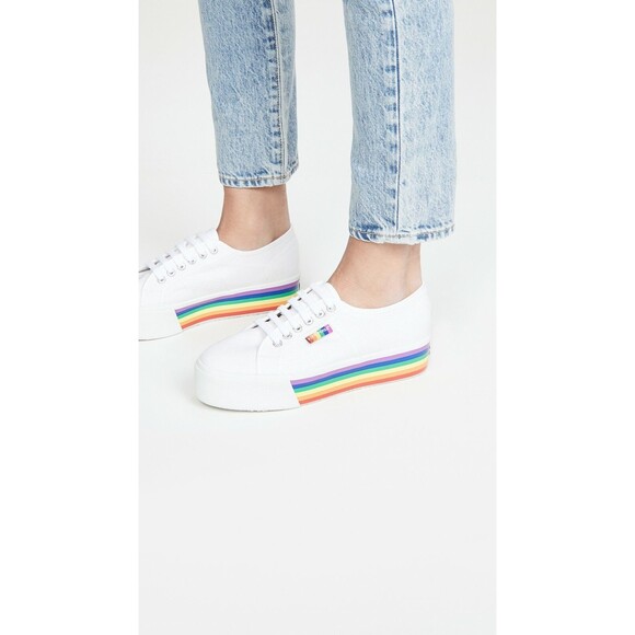 Superga Shoes - Superga 2790 Rainbow Pride Platform Lace Up Sneakers